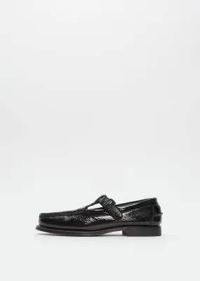 Alber Crinkled Glossy Loafer —  Black