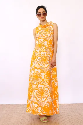 1960s Scandi Citrus Cotton Maxi S