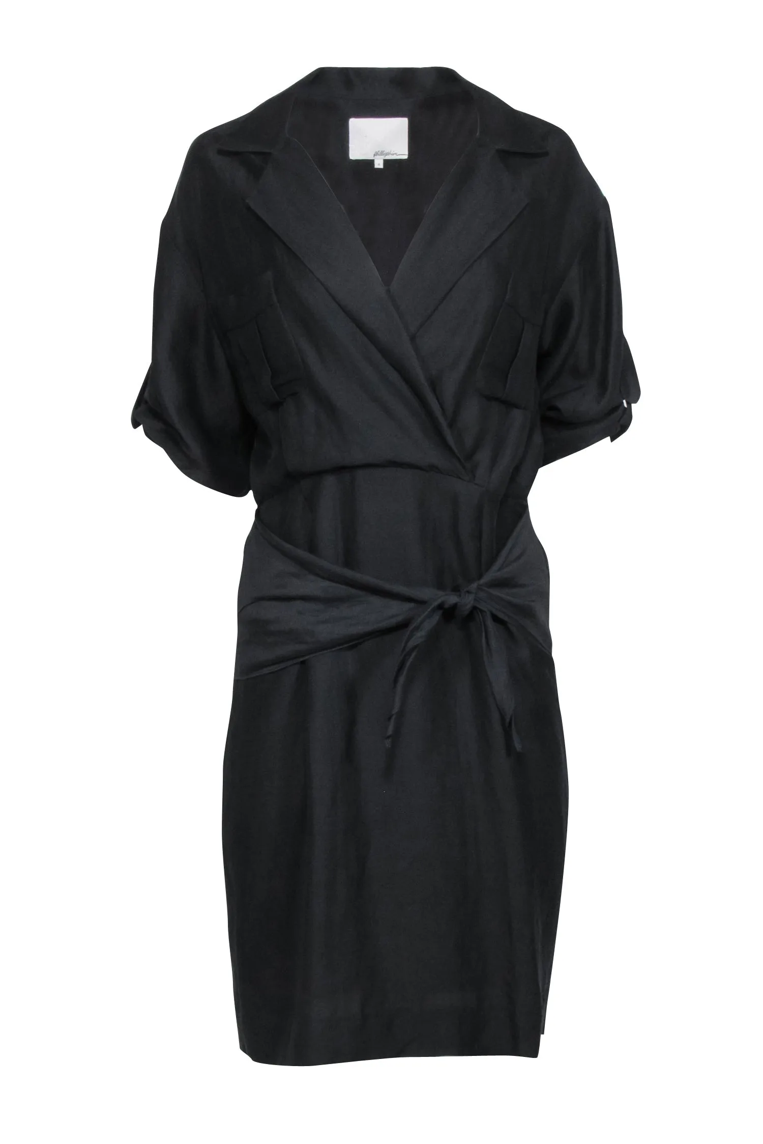 3.1 Phillip Lim - Black Linen Crop Sleeve Dress Sz 4