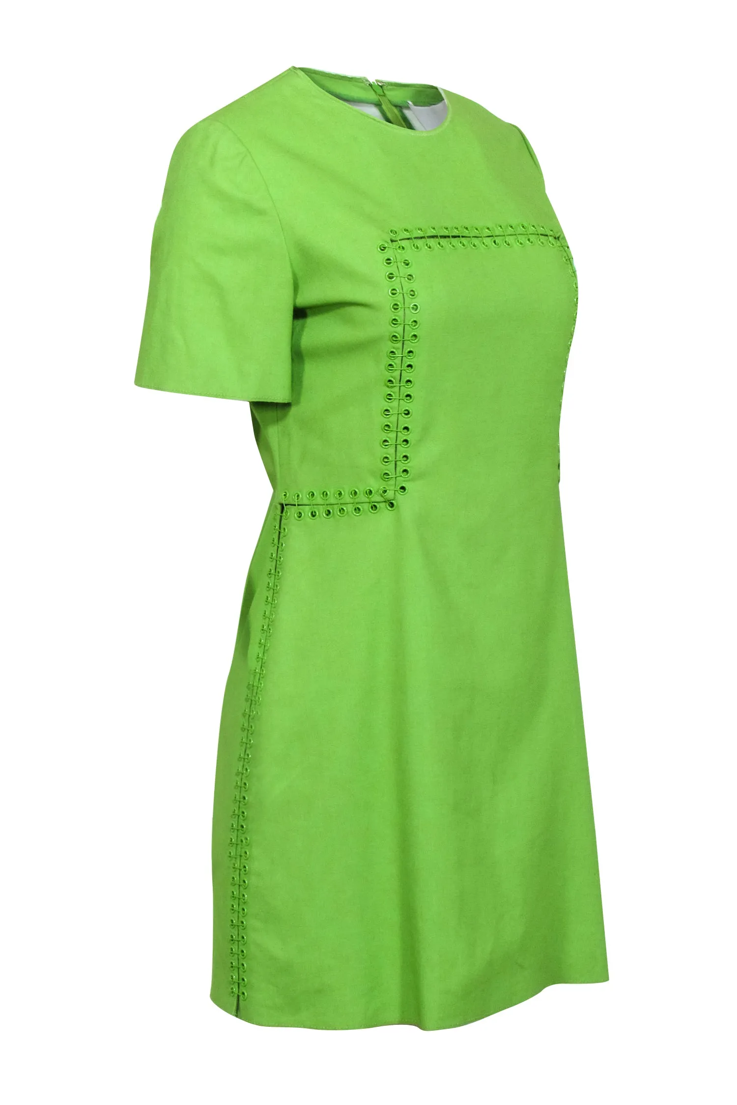 3.1 Phillip Lim - Lime Green Grommet Trim Short Sleeve Dress Sz 6