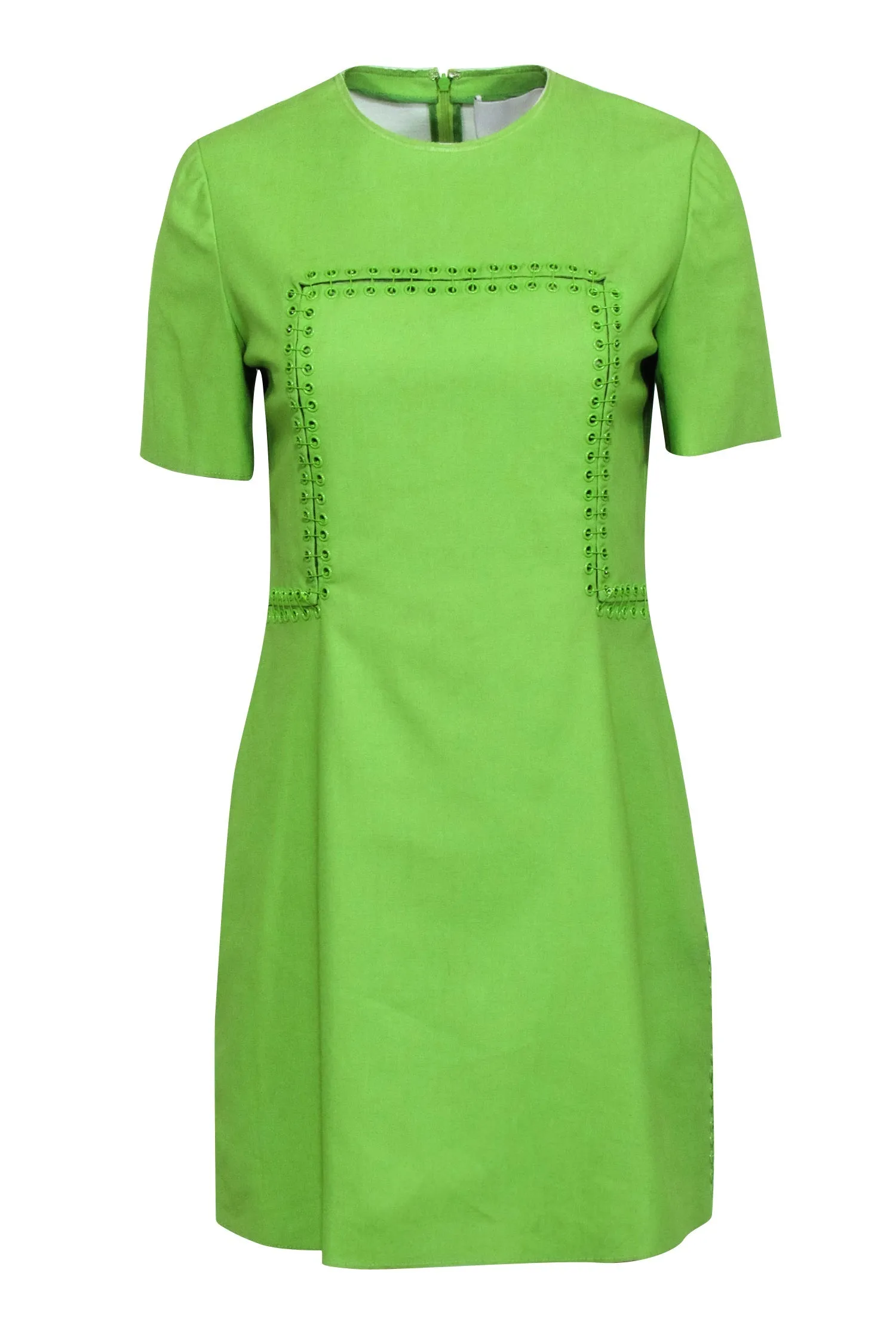 3.1 Phillip Lim - Lime Green Grommet Trim Short Sleeve Dress Sz 6