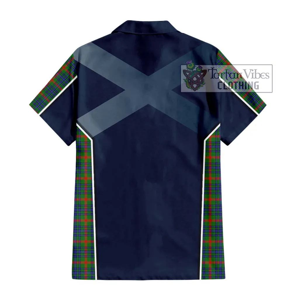 Aiton Tartan Short Sleeve Button Shirt with Family Crest and Lion Rampant Vibes Sport Style