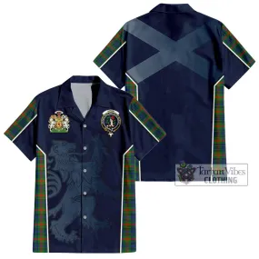 Aiton Tartan Short Sleeve Button Shirt with Family Crest and Lion Rampant Vibes Sport Style