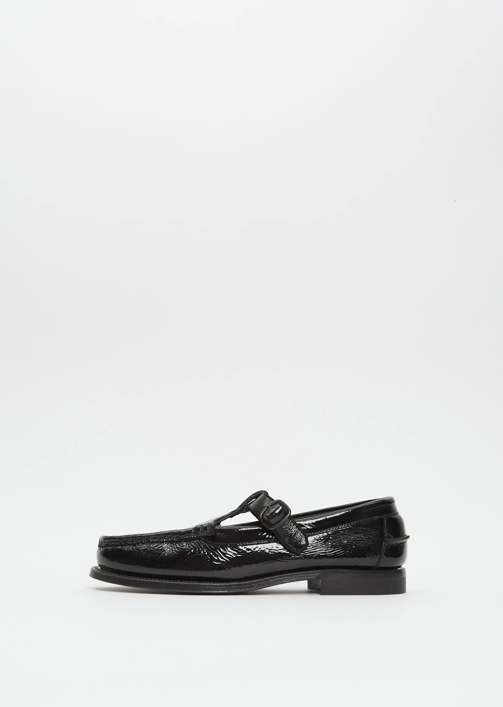 Alber Crinkled Glossy Loafer —  Black