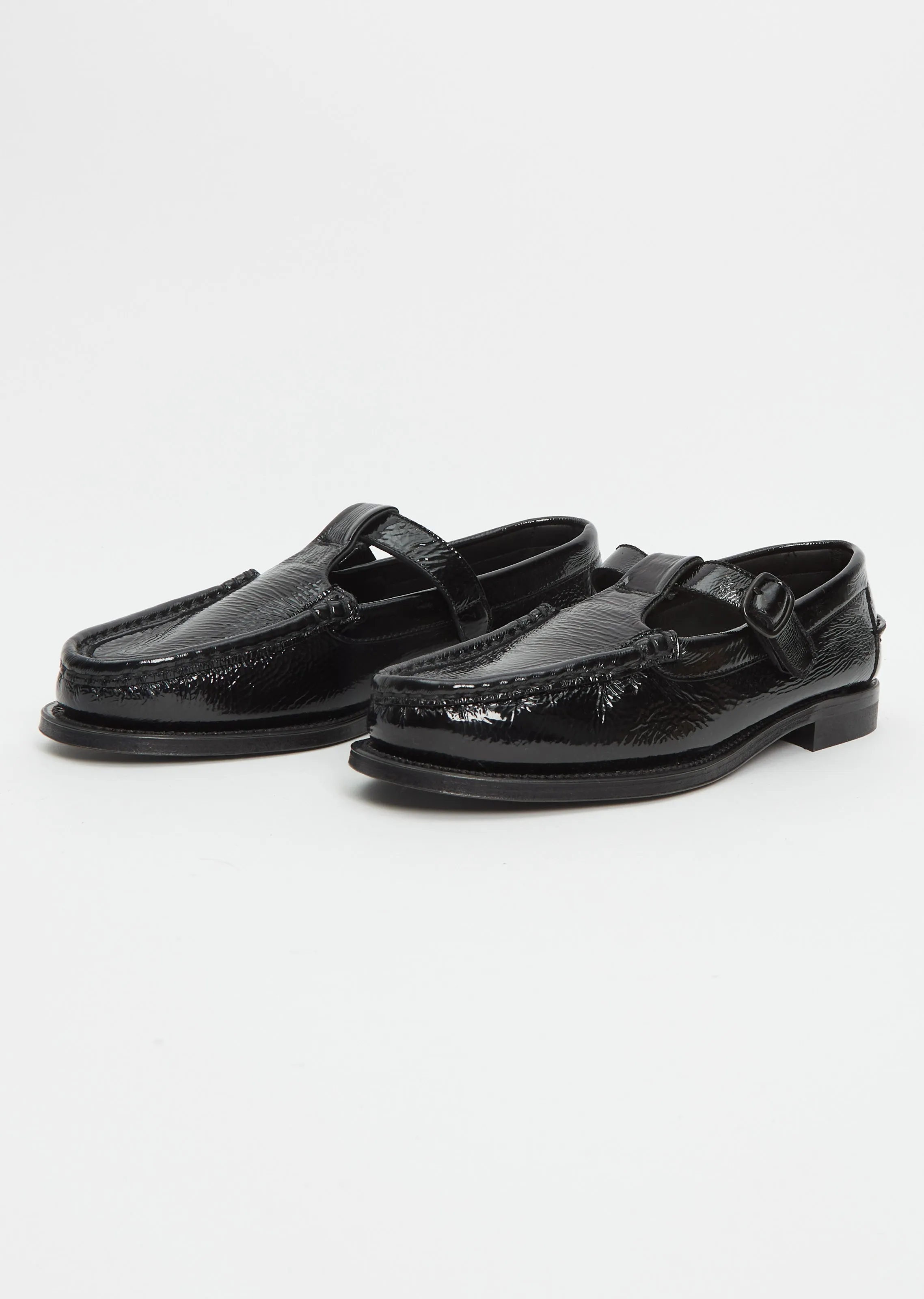 Alber Crinkled Glossy Loafer —  Black