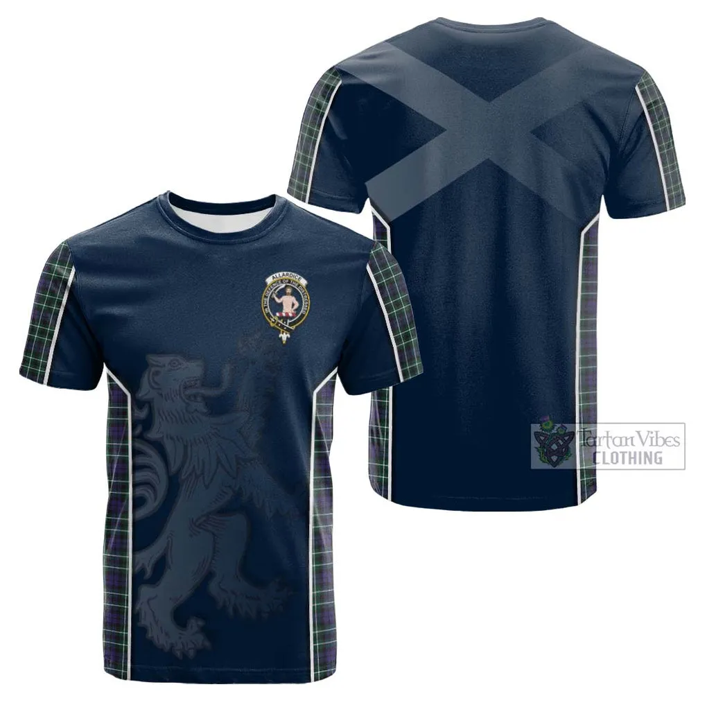 Allardice Tartan Cotton T-shirt with Family Crest and Lion Rampant Vibes Sport Style