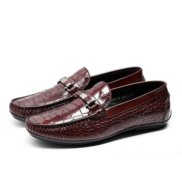 AlliLux Exotic Texture Slip-On Loafers