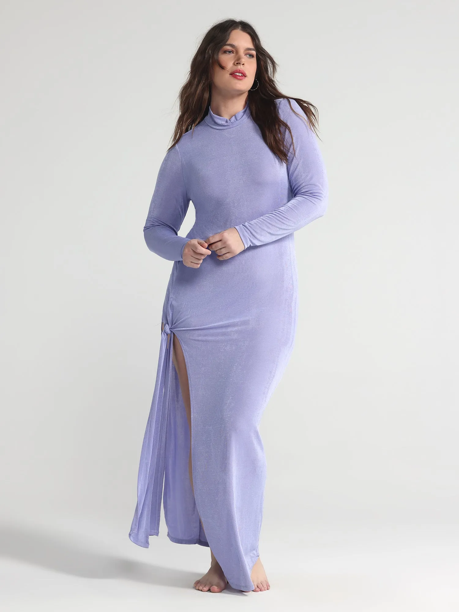 Amalia Bodycon Knit Dress with High Slit