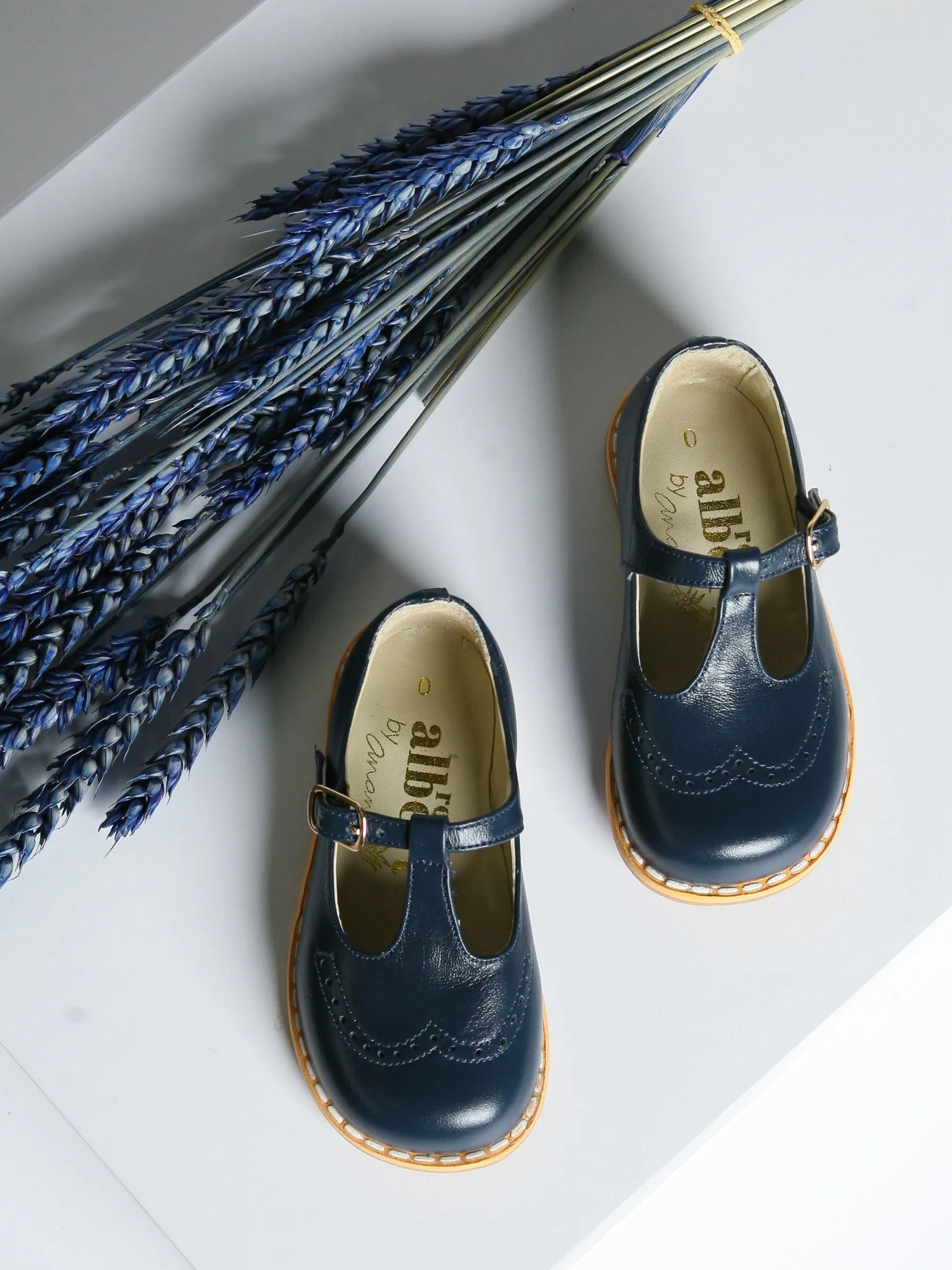 Ananas Petit Navy 'George' T-Bar Leather Shoes