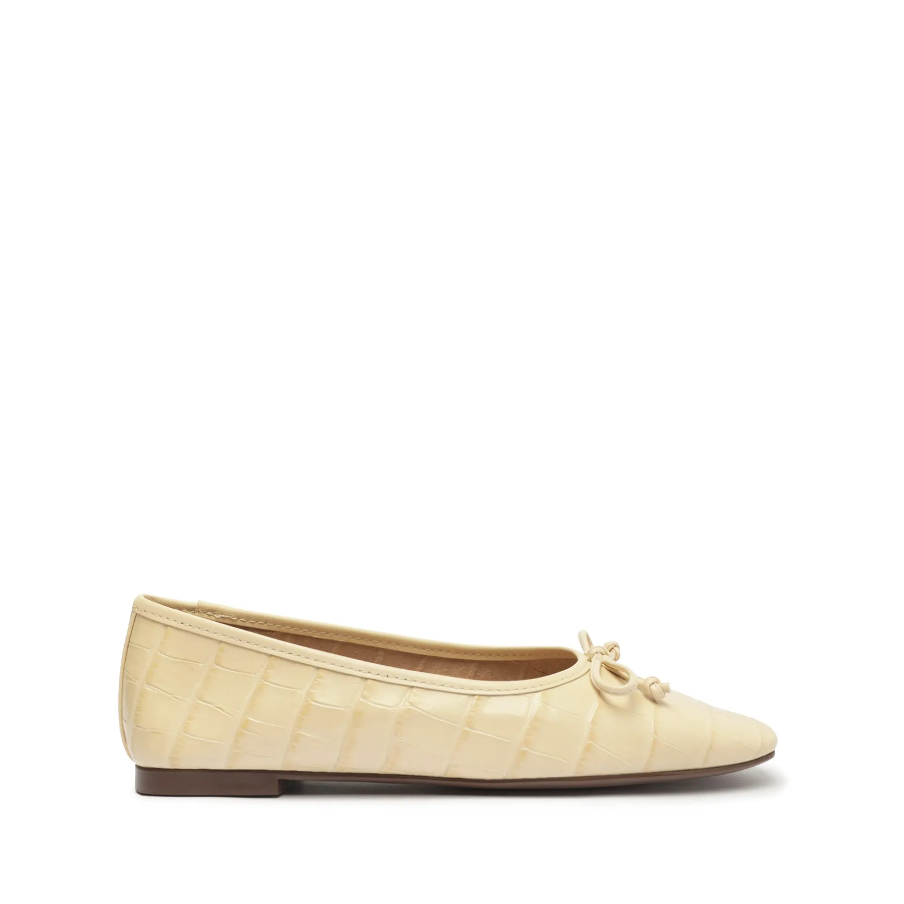 Arissa Crocodile-Embossed Leather Flat