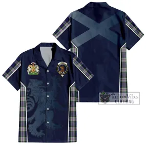 Baird Dress Tartan Short Sleeve Button Shirt with Family Crest and Lion Rampant Vibes Sport Style