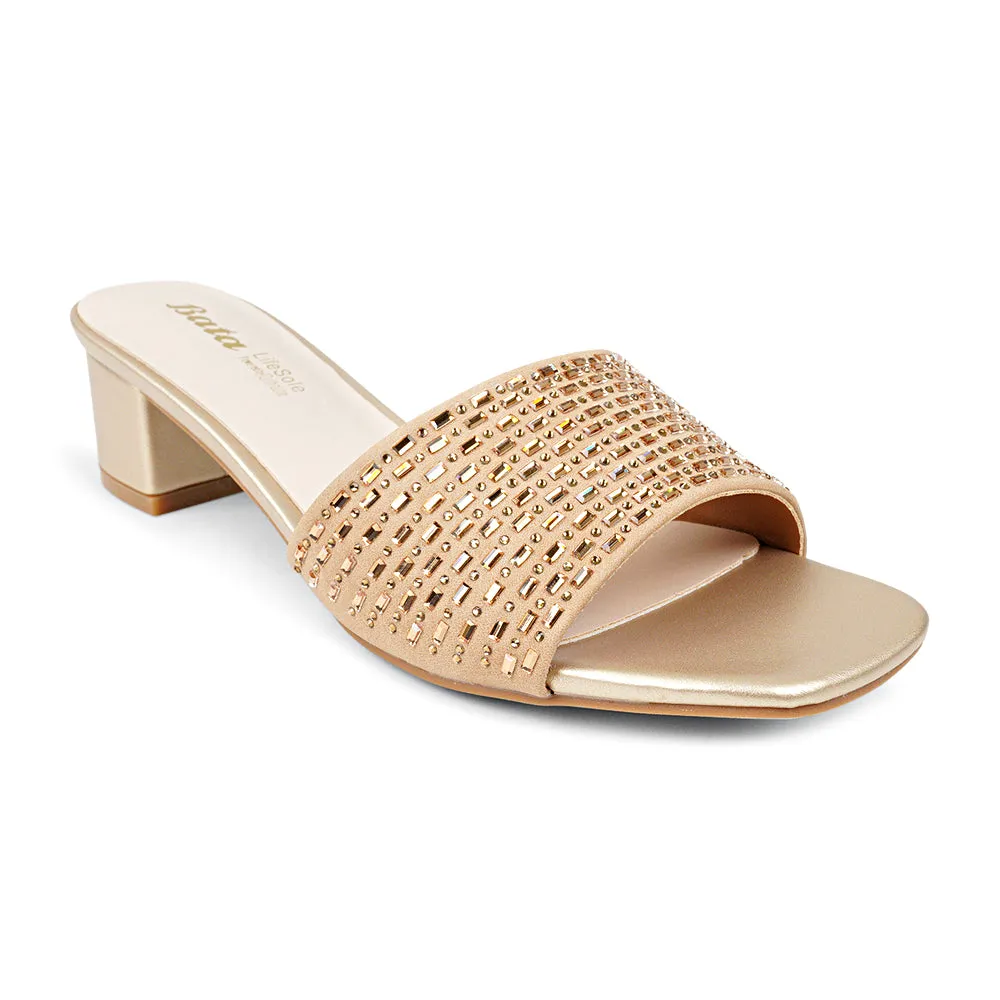 Bata ZYLYN Sparkly Low-Block Slip-On Heel Sandal