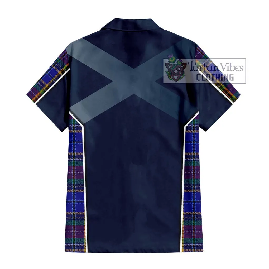 Beattie Tartan Short Sleeve Button Shirt with Family Crest and Lion Rampant Vibes Sport Style