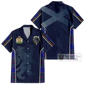 Beattie Tartan Short Sleeve Button Shirt with Family Crest and Lion Rampant Vibes Sport Style