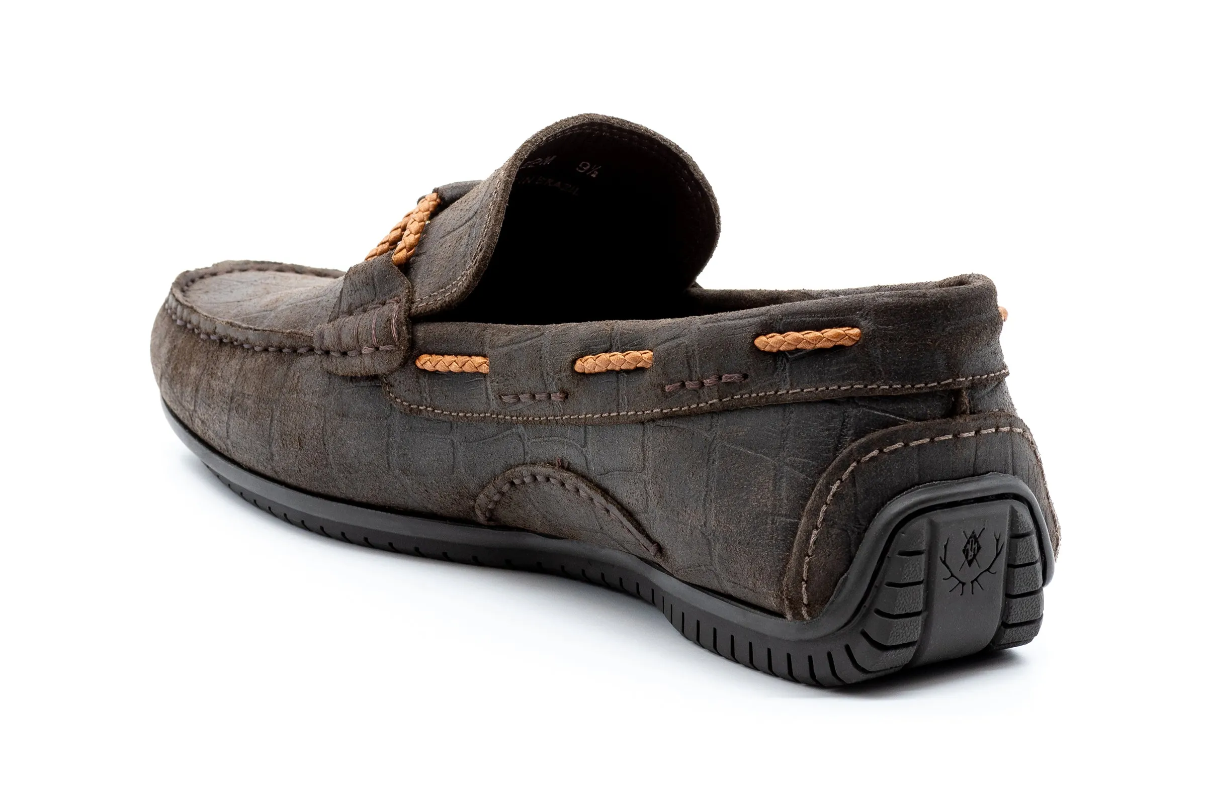 Bermuda Alligator Grain Braided Bit Loafers - Walnut