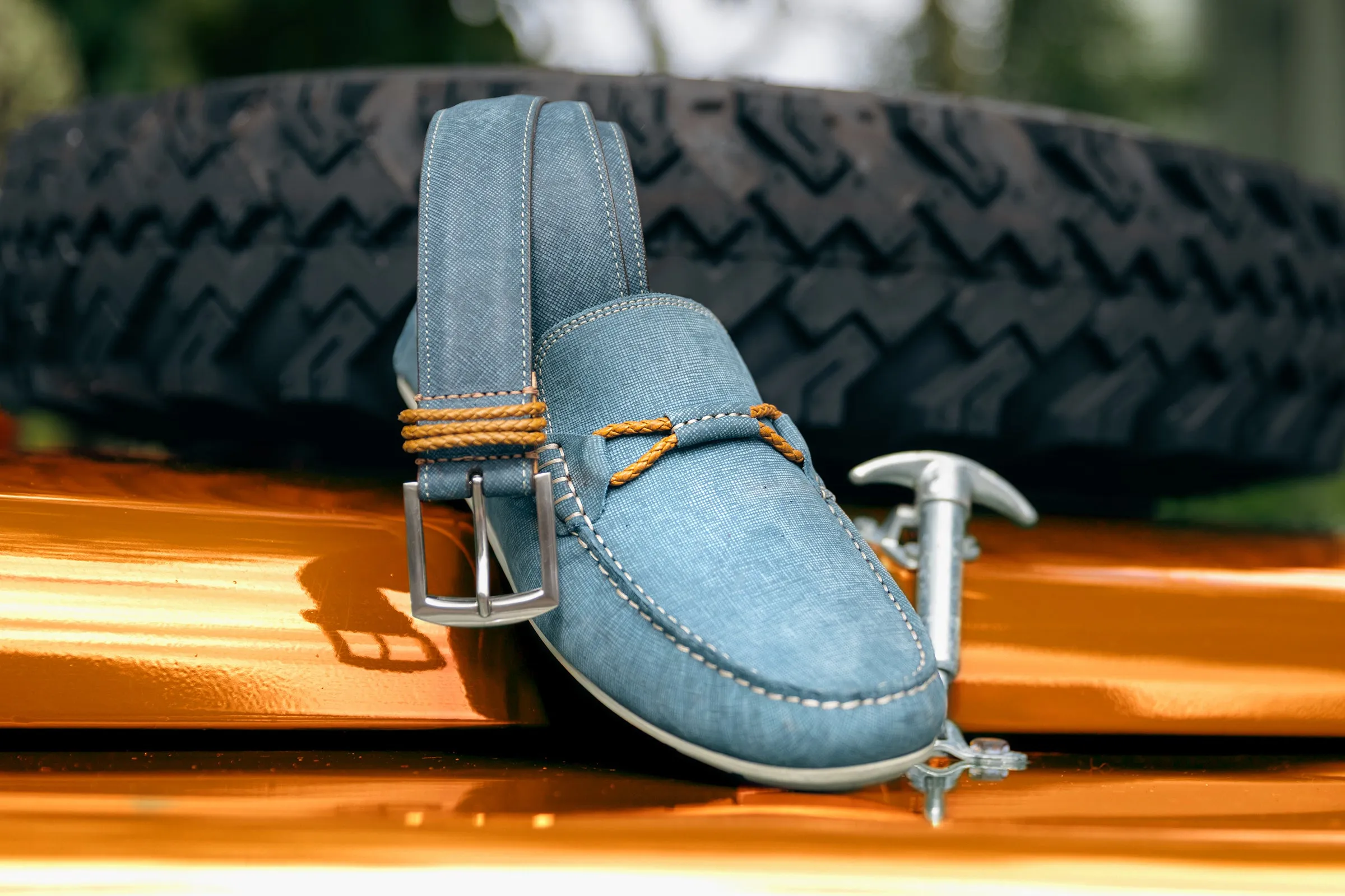 Bermuda Nubuck Braided Bit Loafers - Ocean