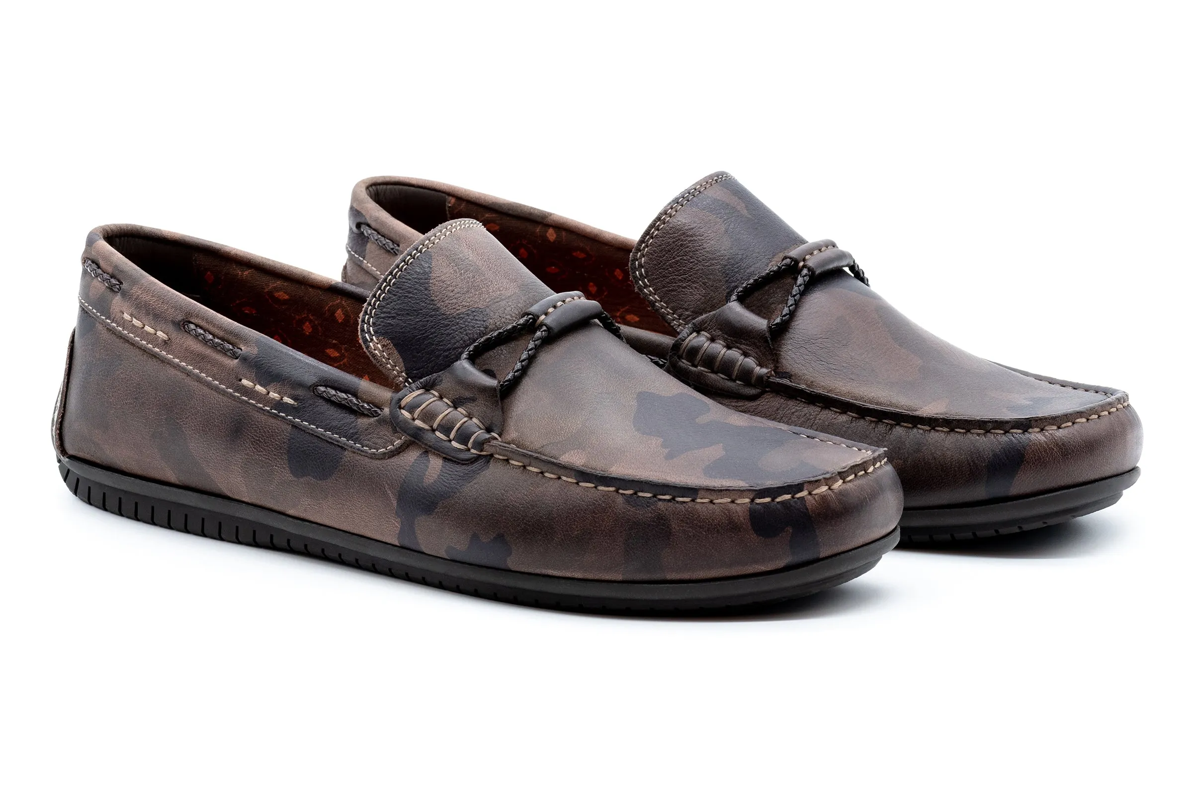 Bermuda Saddle Leather Braided Bit Loafers - Camo