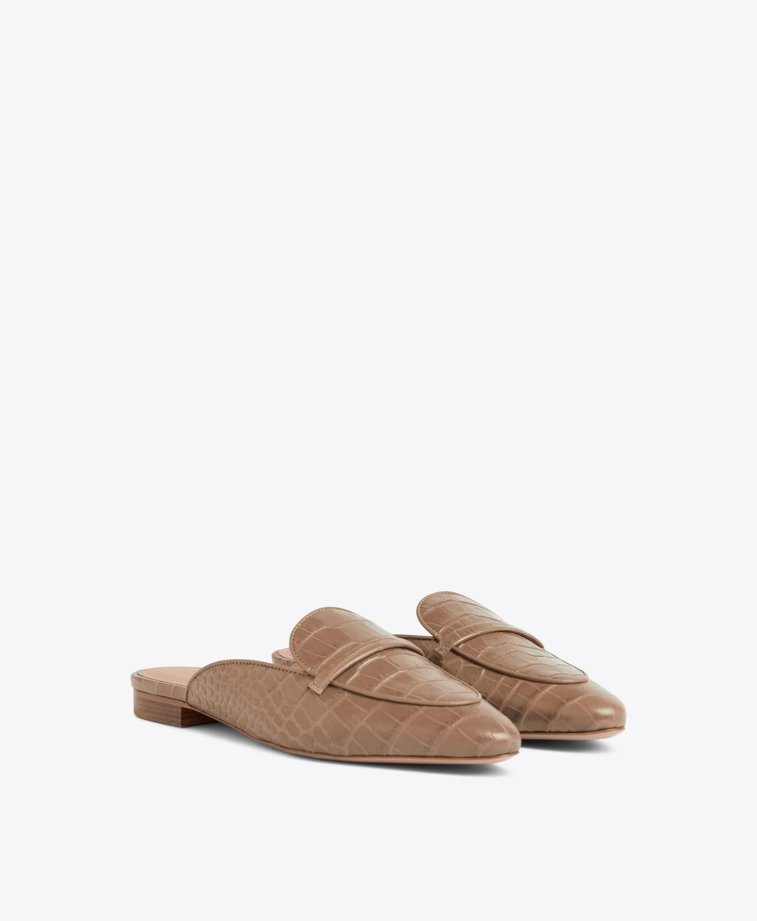 Berto Taupe Leather Slides