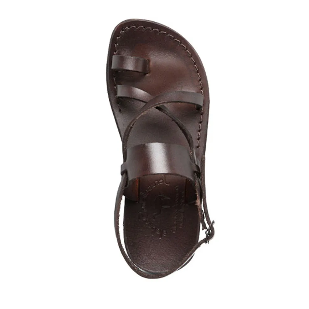 Bethany - Leather Cross Strap Sandal | Brown