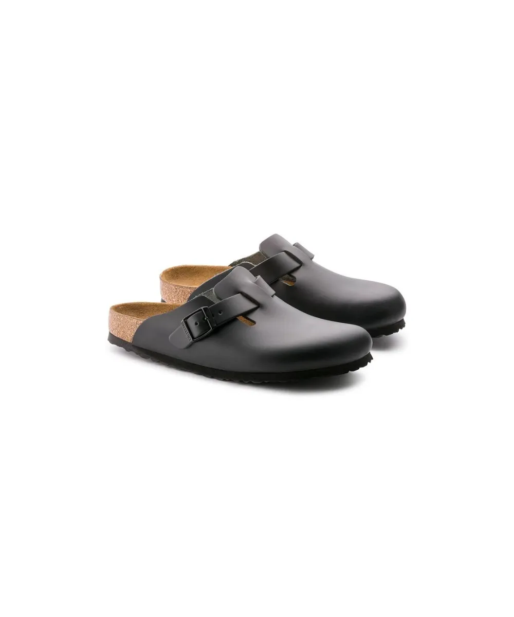 BIRKENSTOCK BOSTON REGULAR SOFT SOLE LOAFERS IN BLACK