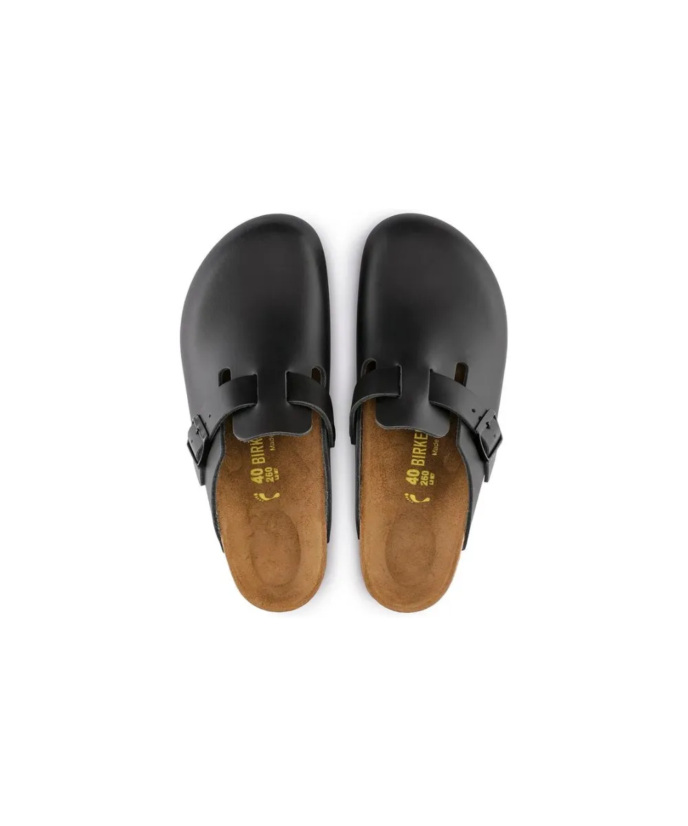 BIRKENSTOCK BOSTON REGULAR SOFT SOLE LOAFERS IN BLACK