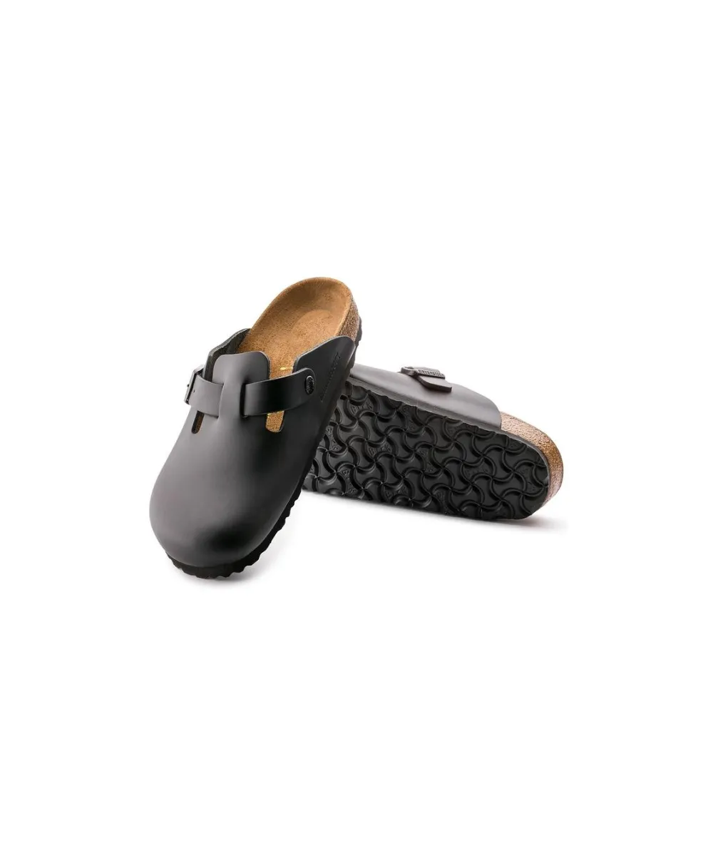 BIRKENSTOCK BOSTON REGULAR SOFT SOLE LOAFERS IN BLACK