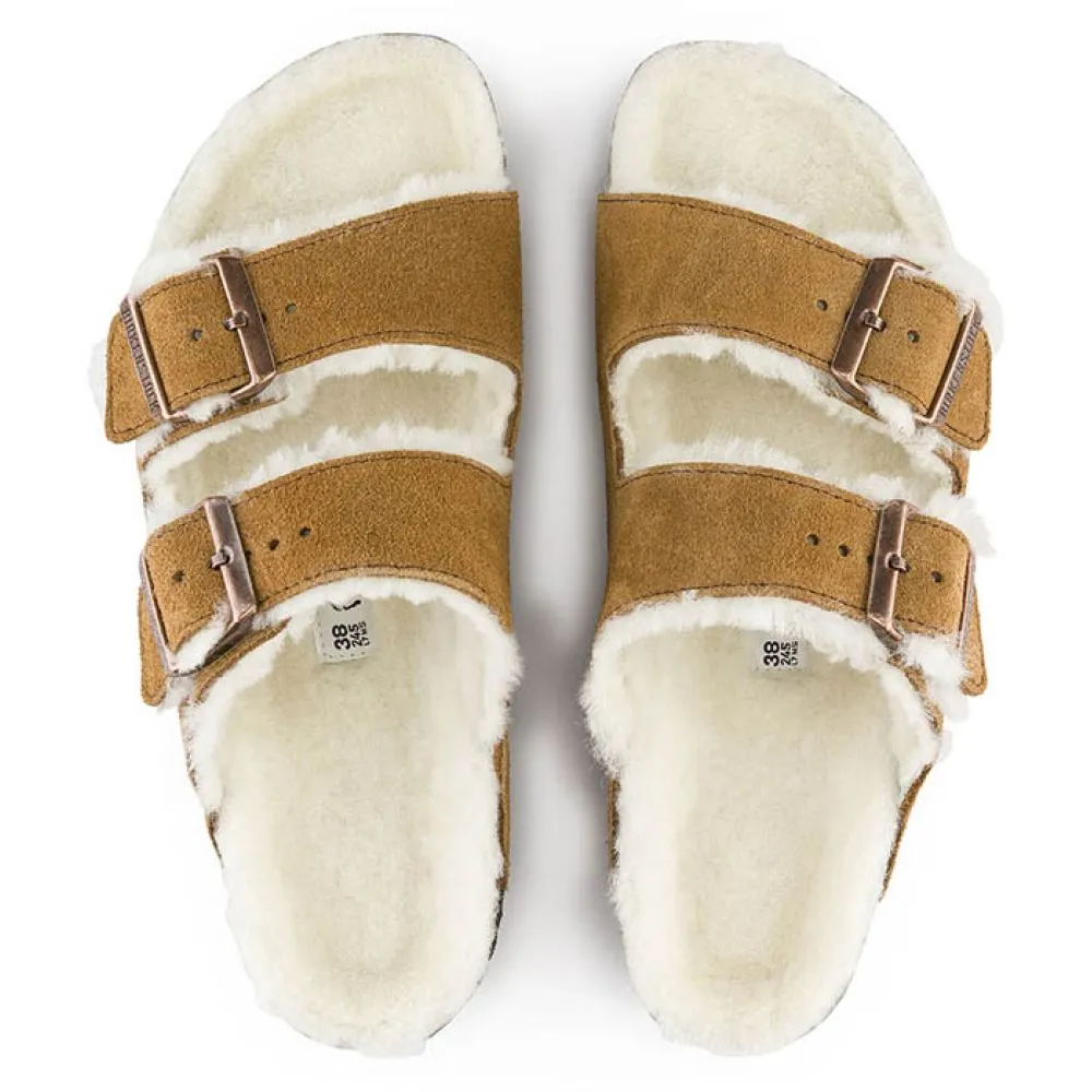 Birkenstock Women's Arizona Shearling in Mink (Narrow Width)