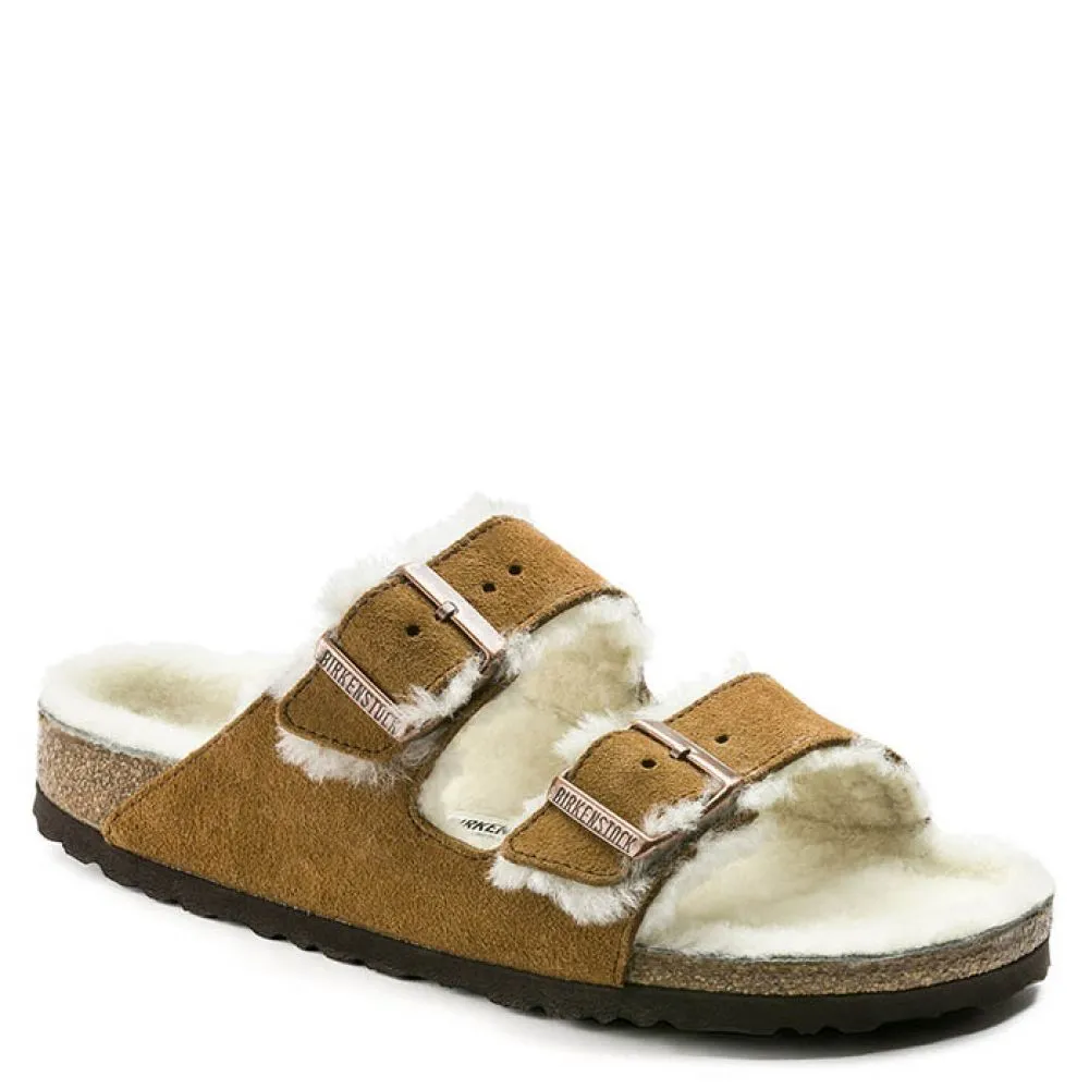 Birkenstock Women's Arizona Shearling in Mink (Narrow Width)