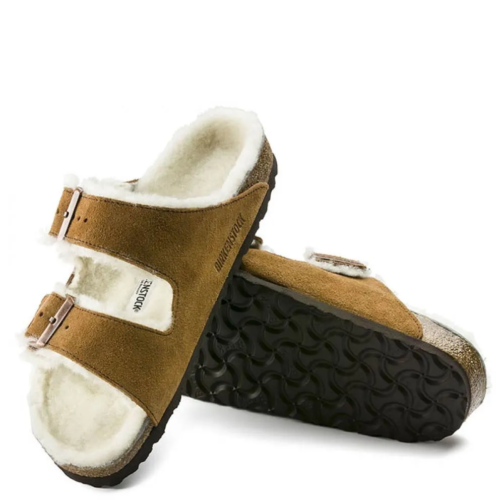 Birkenstock Women's Arizona Shearling in Mink (Narrow Width)