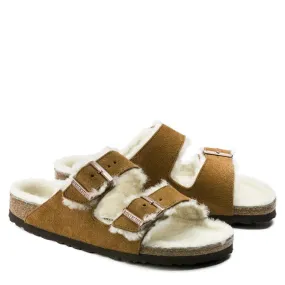 Birkenstock Women's Arizona Shearling in Mink (Narrow Width)