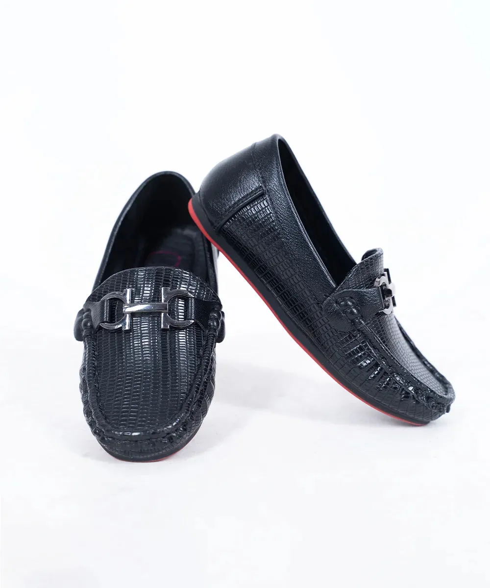 Black Color Party Loafers for Small Boys