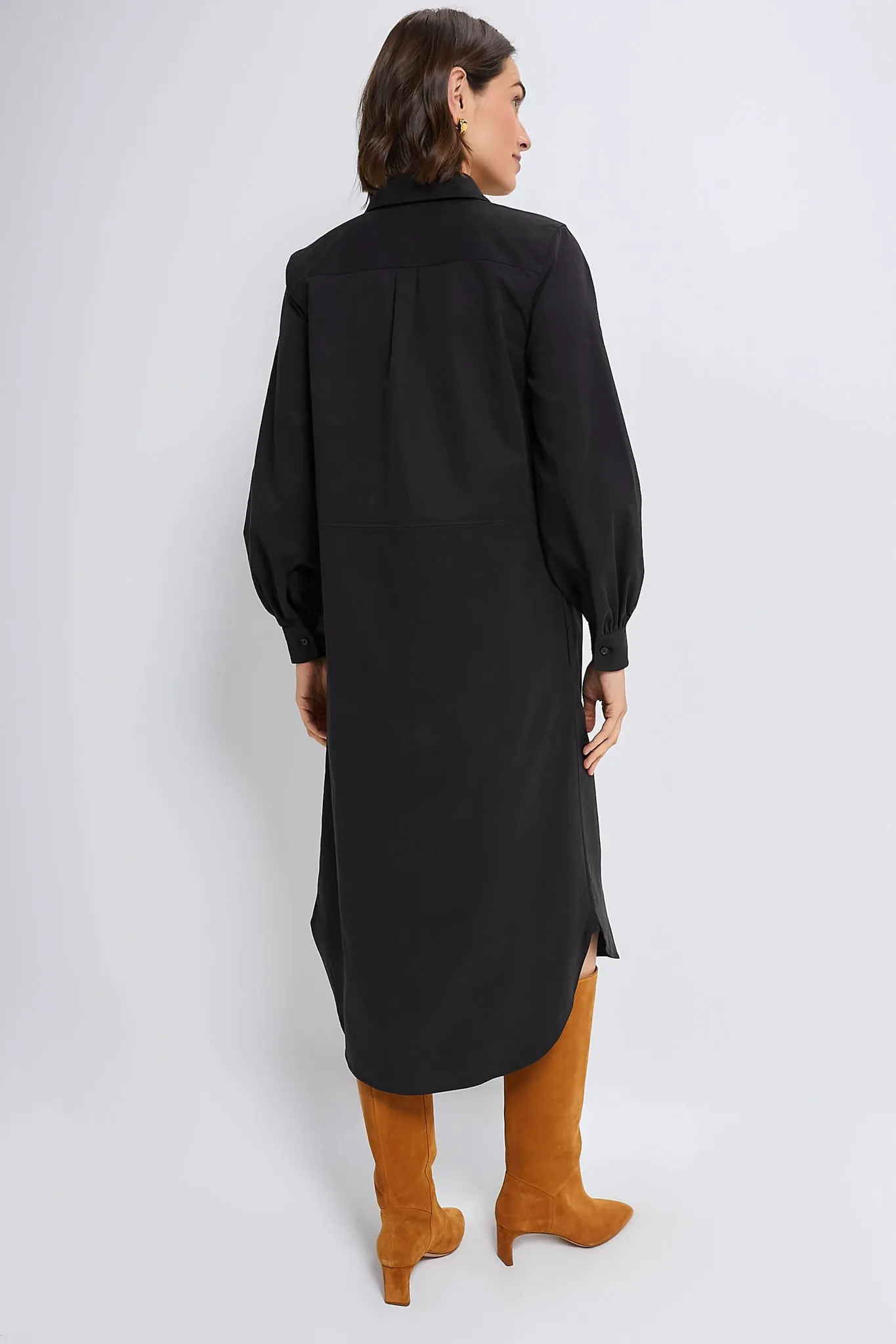 Black Lantern Sleeve Tory Shirt Dress