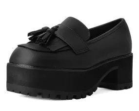 Black TUKskin™ Fringe Loafer Platform