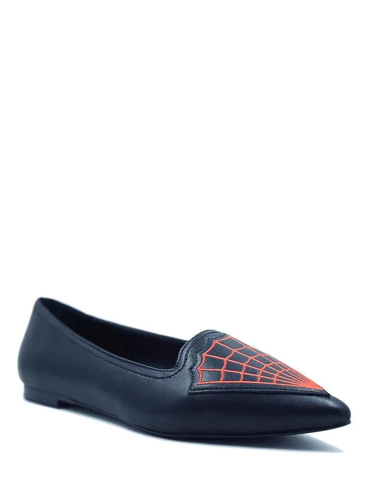 Black/Red Widow Web Flats