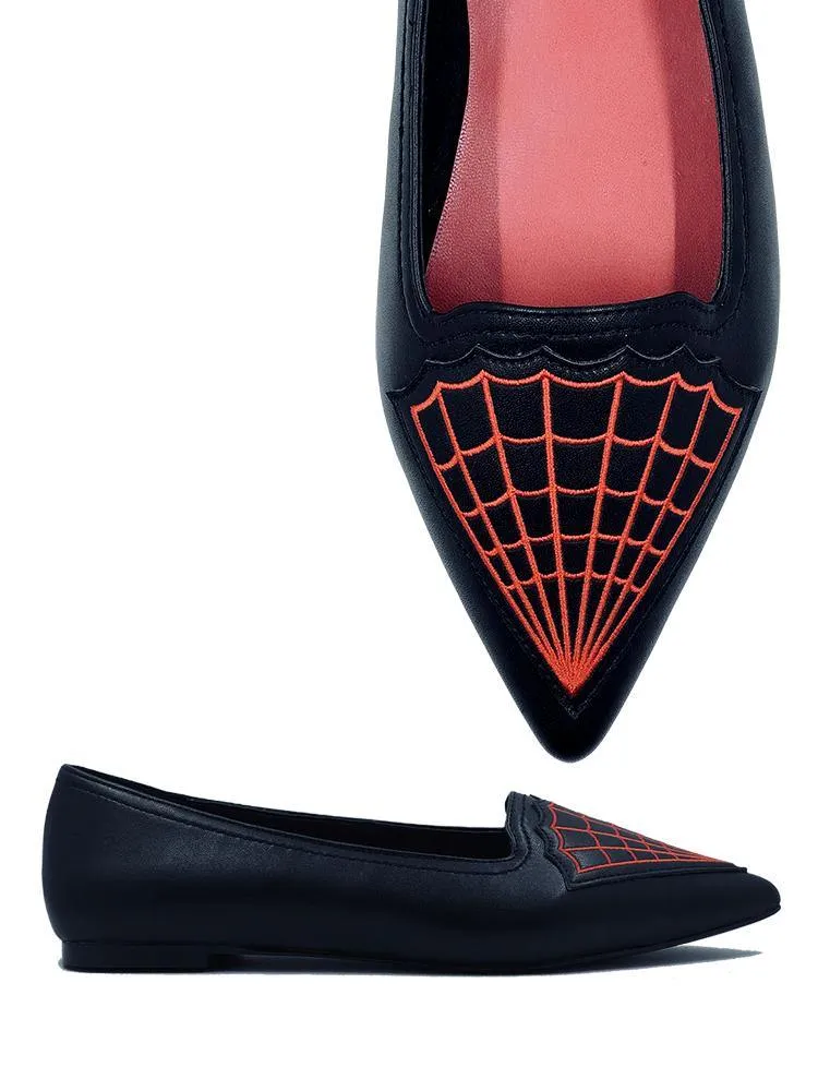 Black/Red Widow Web Flats