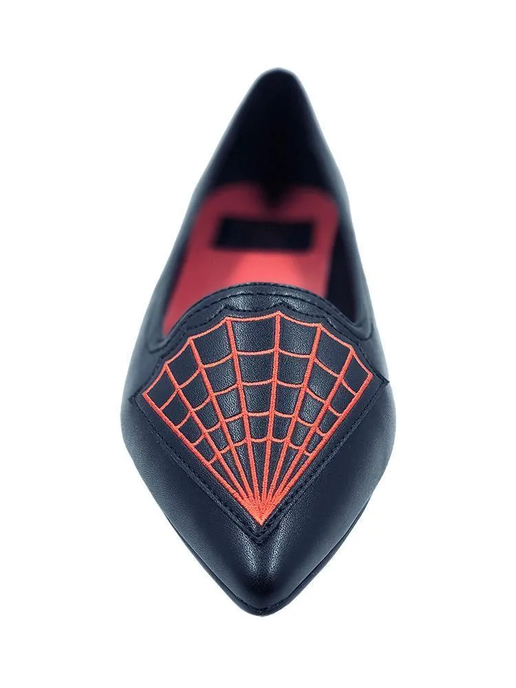 Black/Red Widow Web Flats