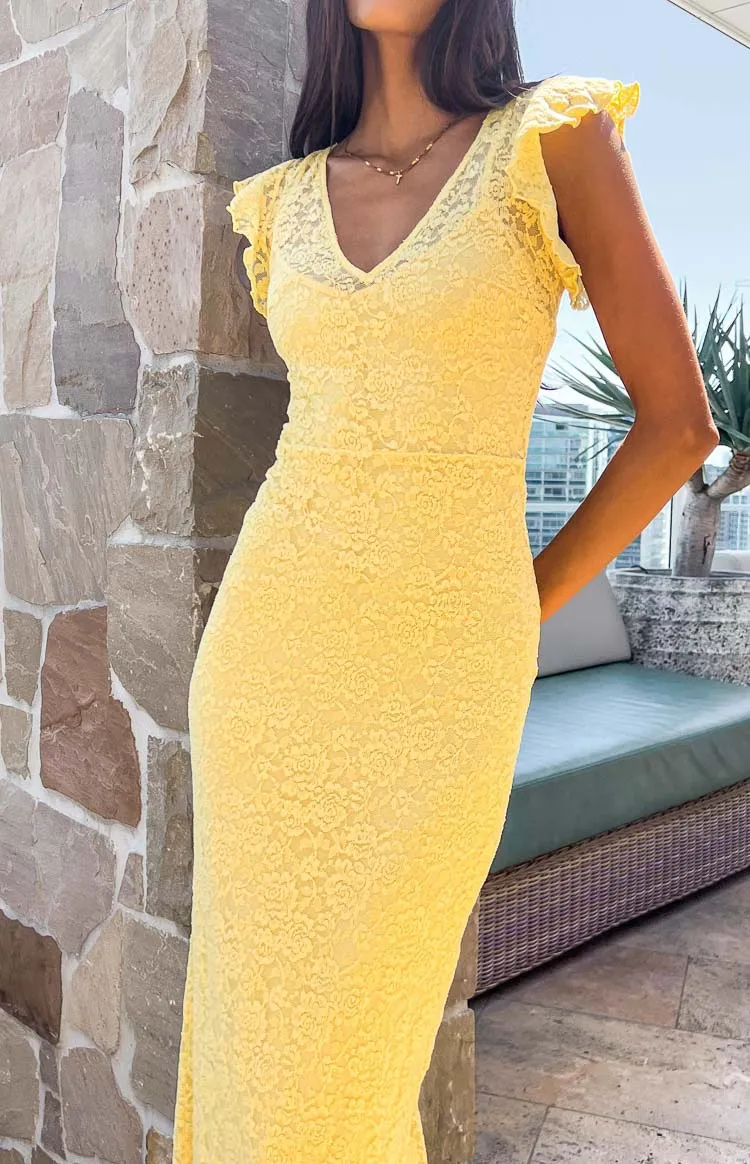 Blake Yellow Lace Maxi Dress