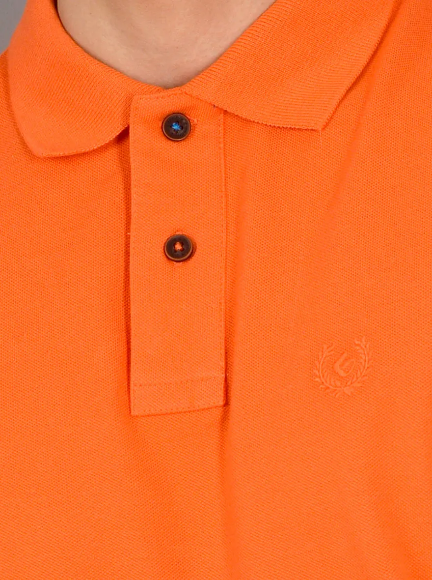 Bright Orange Solid Slim Fit Polo T-shirt | Greenfibre