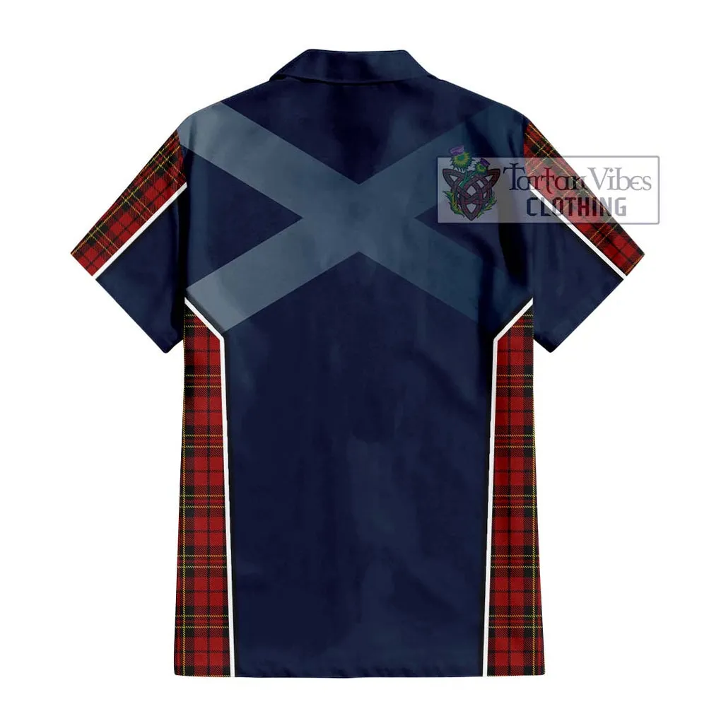 Brodie Tartan Short Sleeve Button Shirt with Family Crest and Lion Rampant Vibes Sport Style