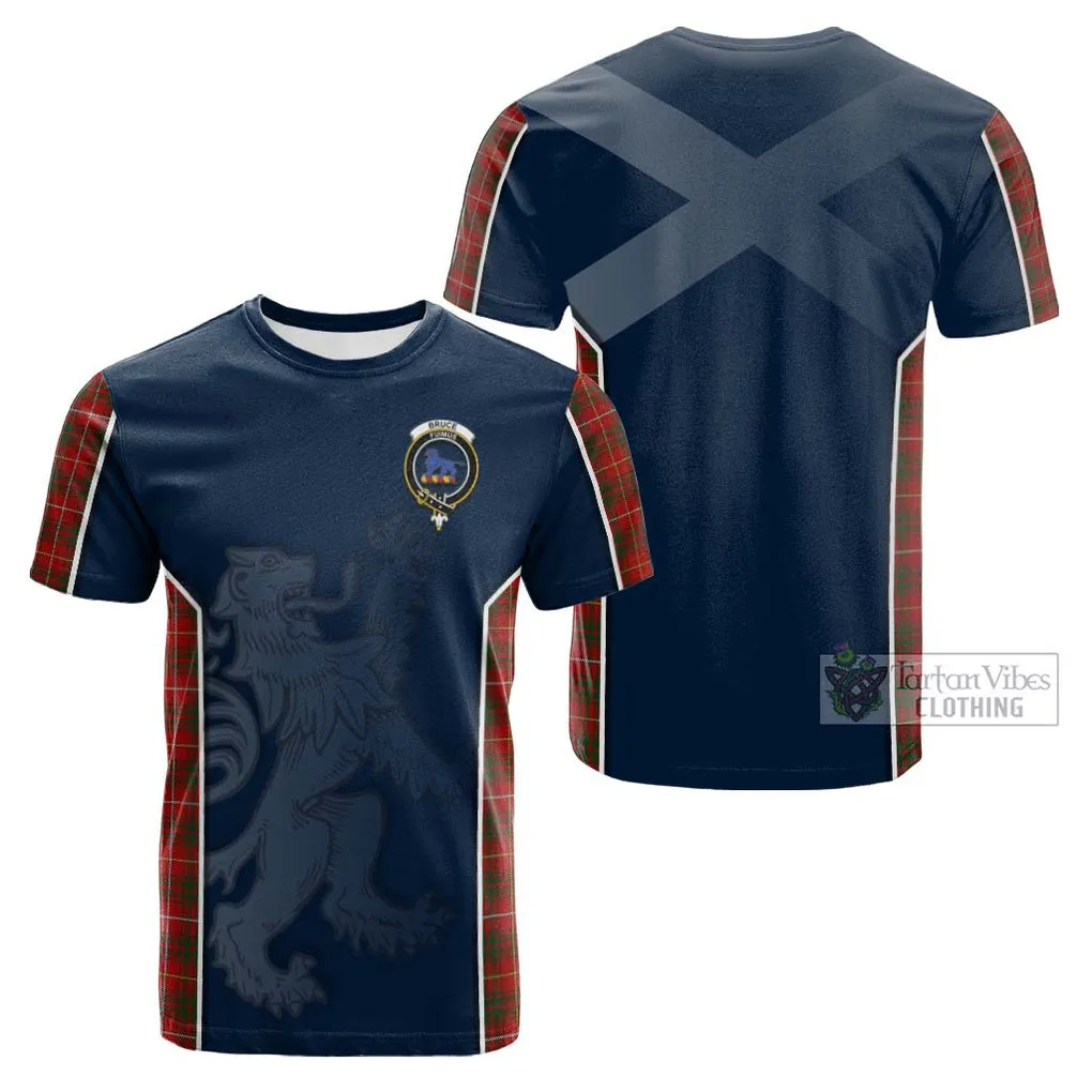 Bruce Tartan Cotton T-shirt with Family Crest and Lion Rampant Vibes Sport Style