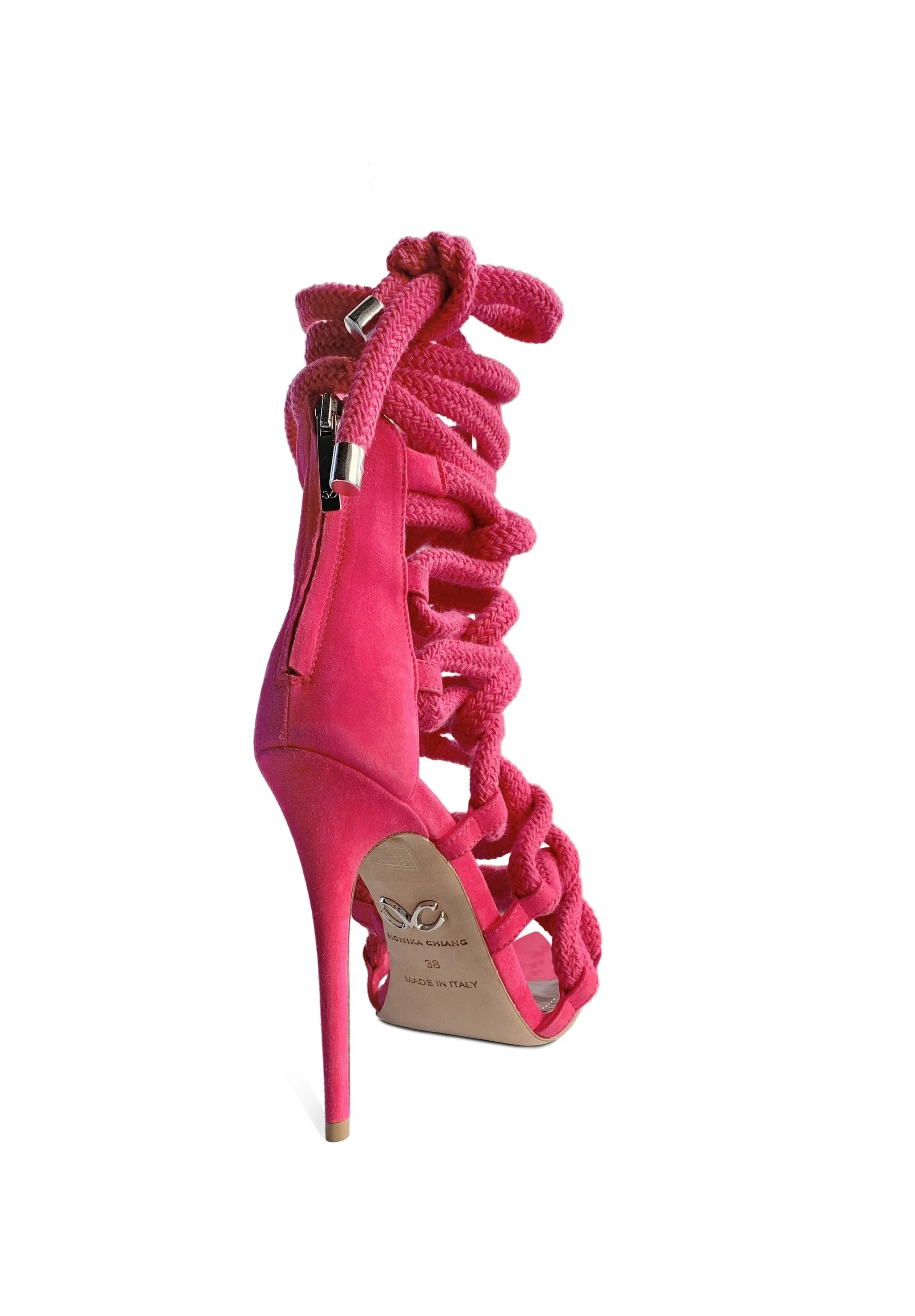 CARLA FUCHSIA SUEDE & ROPE SANDALS