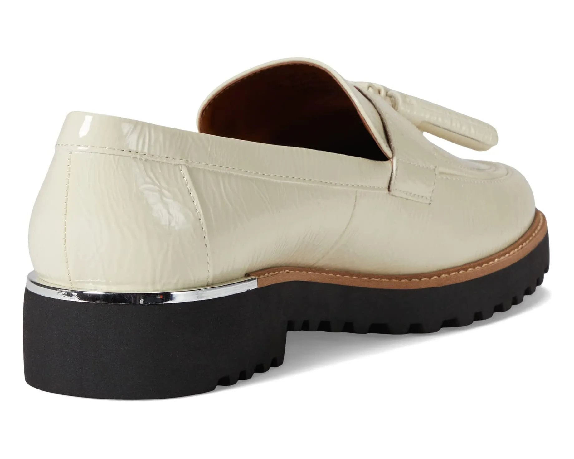 Carolynn Franco Sarto loafers, white lacquered synthetic putty