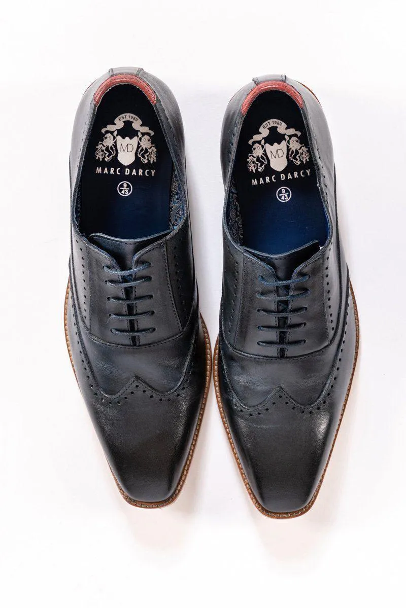 Carson Navy Wingtip Brogue Shoes :- Mens And Boys Shoes