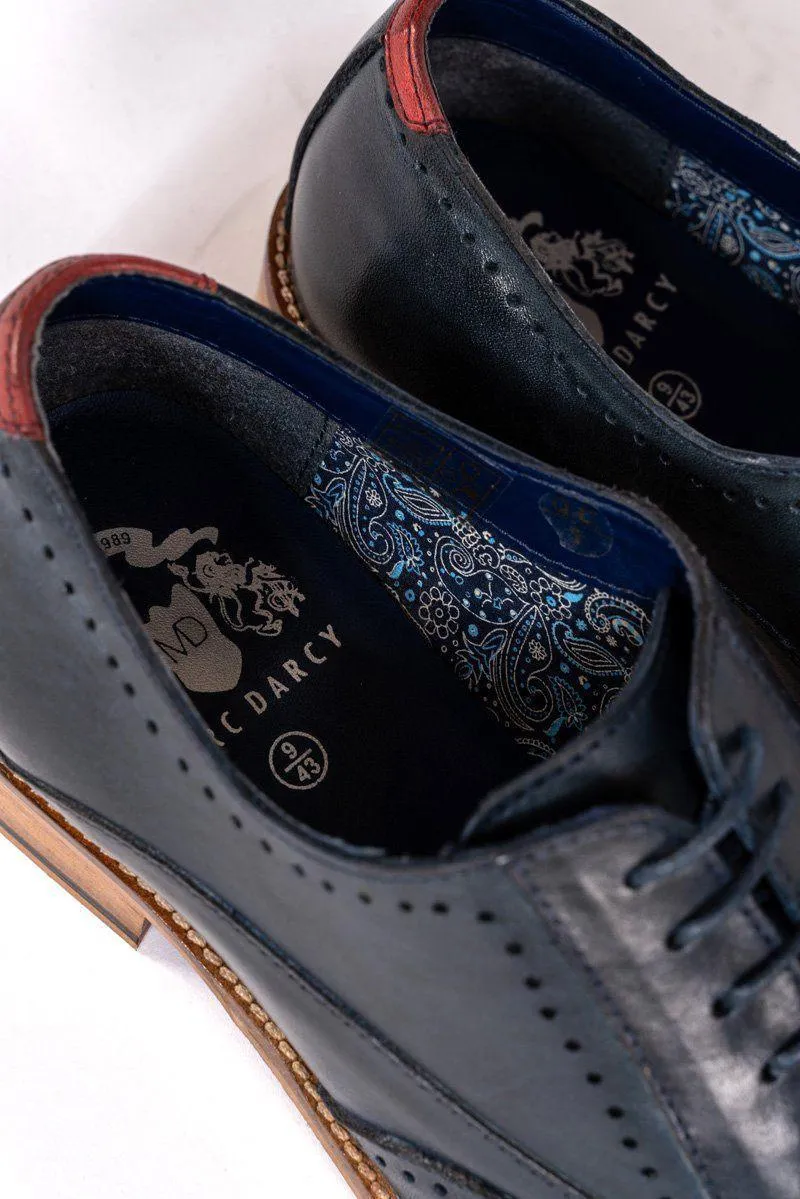 Carson Navy Wingtip Brogue Shoes :- Mens And Boys Shoes