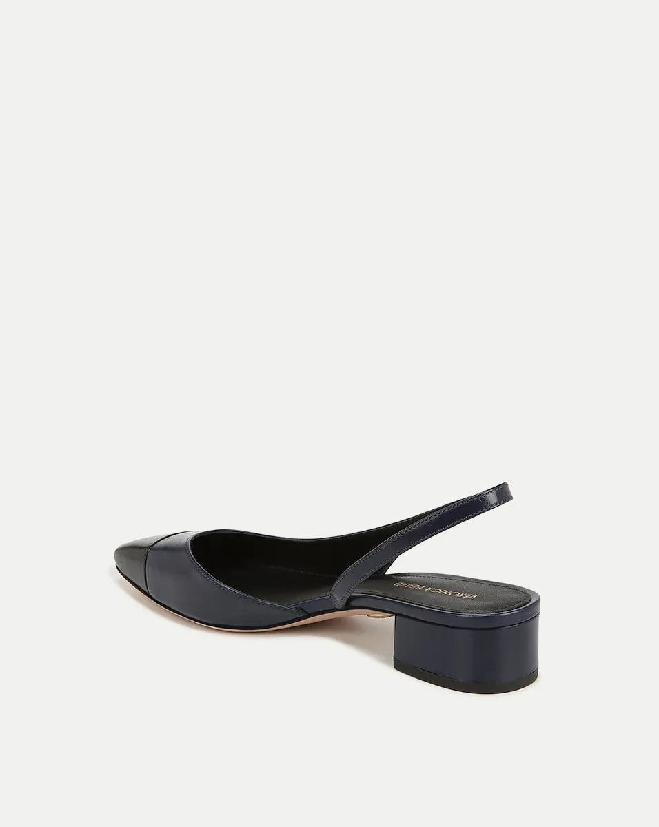 Cecile Leather Cap-Toe Slingback