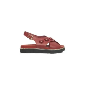 Cerruti 1881 Red Leather Women Sandal