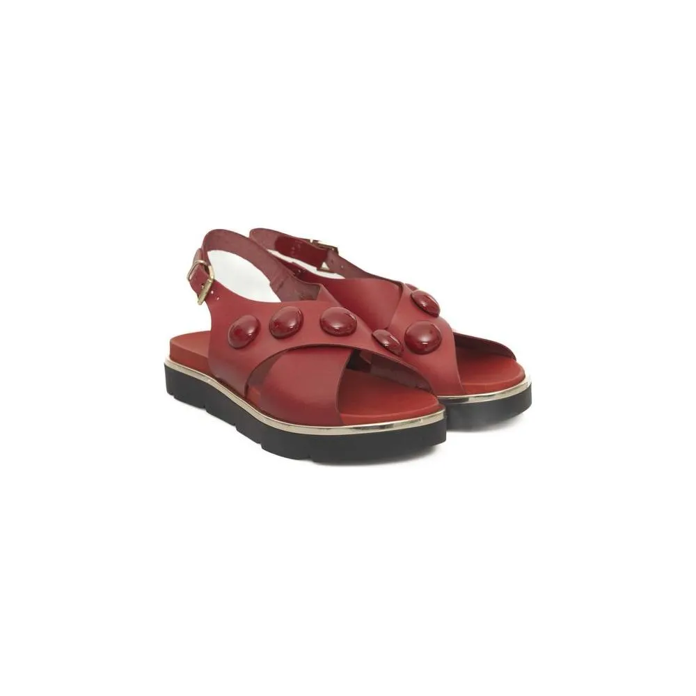 Cerruti 1881 Red Leather Women Sandal