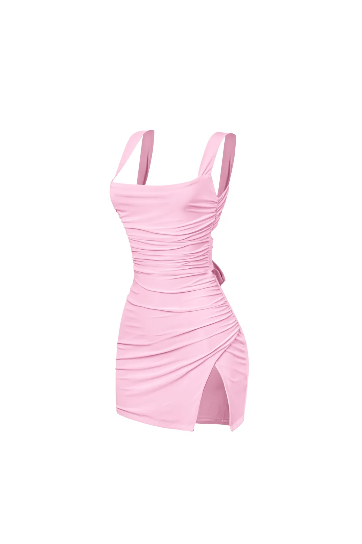 Dallas Side Slit Dress (Baby Pink)