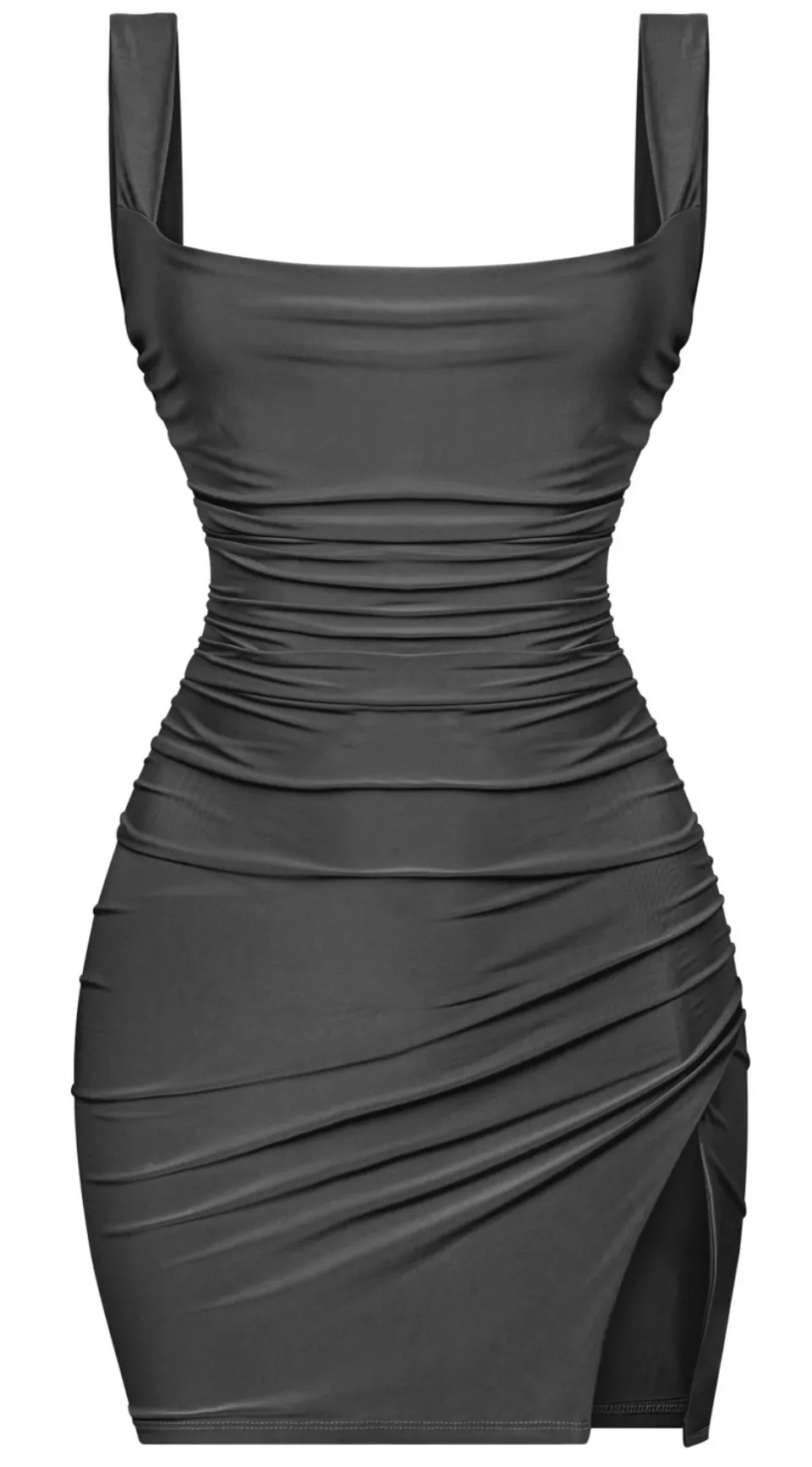 Dallas Side Slit Dress (Black)