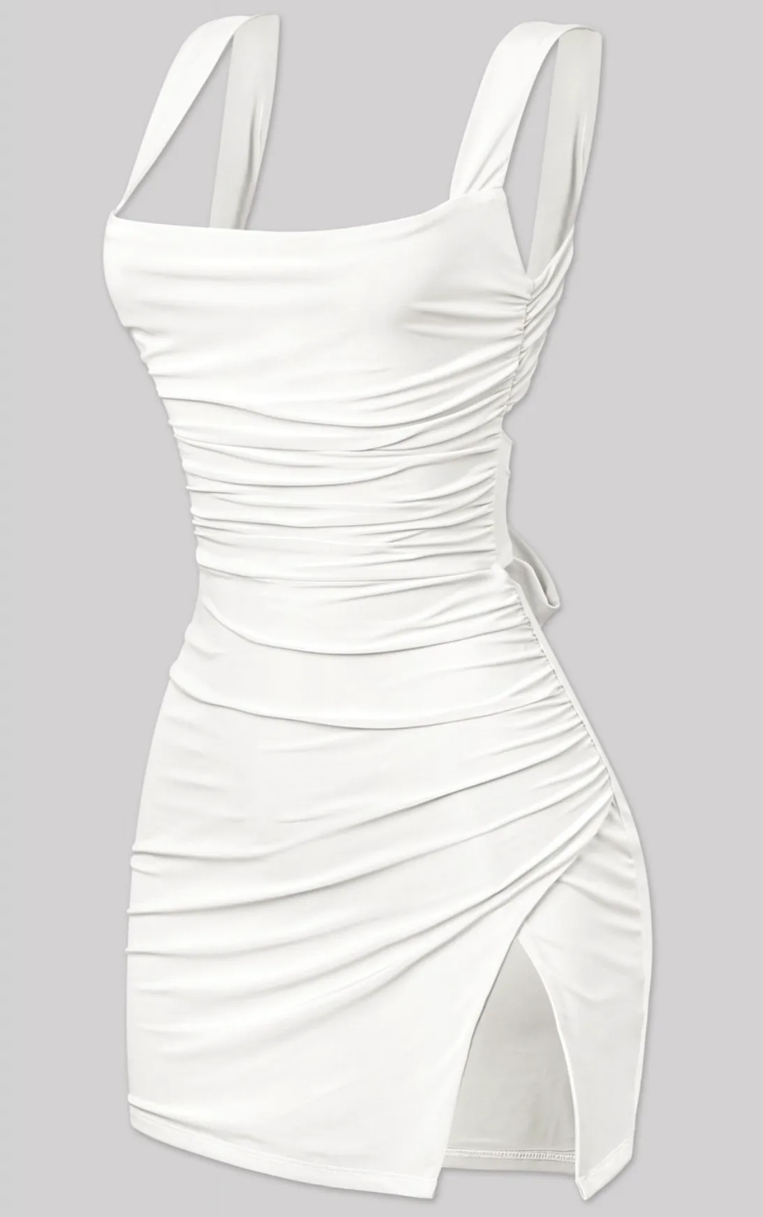 Dallas Side Slit Dress (White)